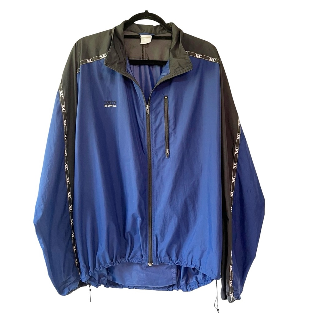 Men's Sporthill XC Front Zip Windbreaker Jacket Blue Black Size Large